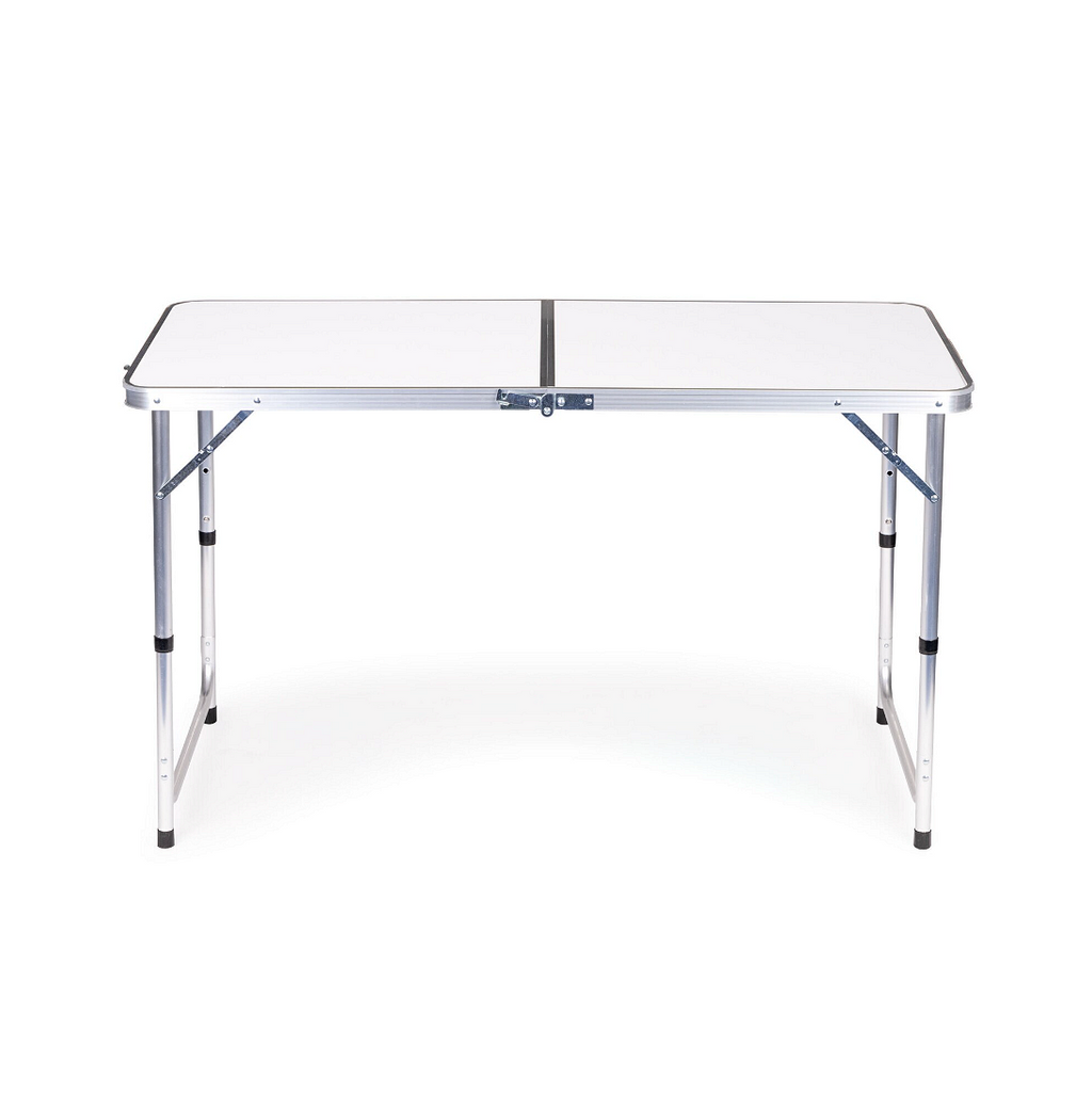 Сгъваема алуминиева къмпинг маса 120x60х61/70 см, регулируема, бяла