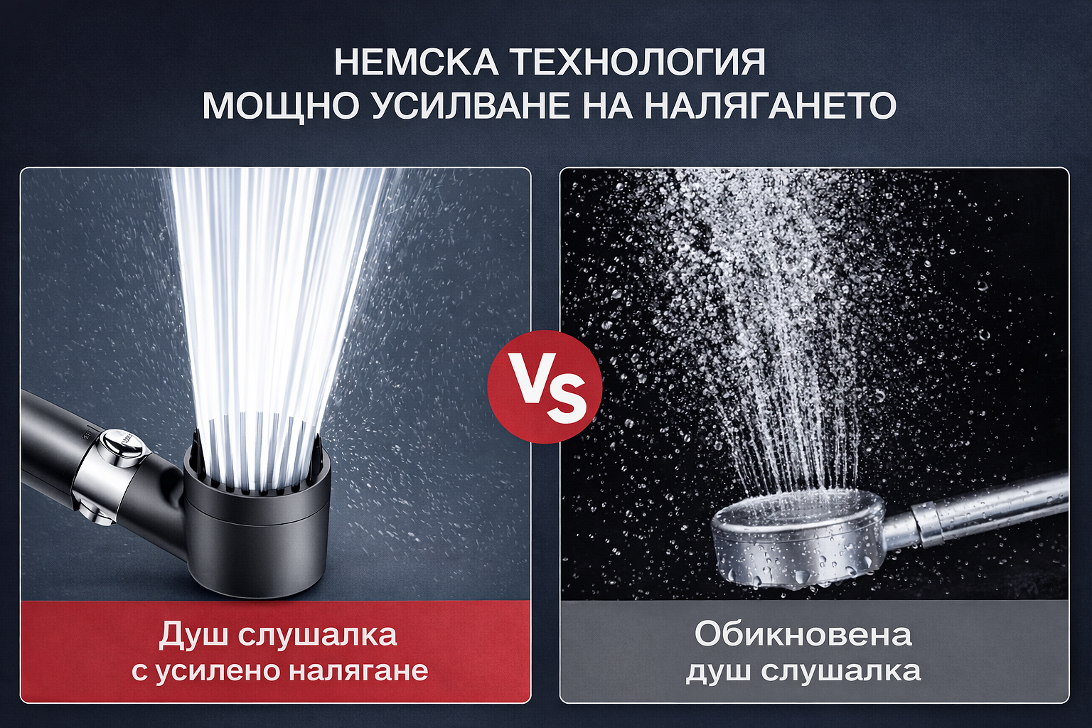 Душ слушалка с филтър, високо налягане с вградена масажираща четка - черна