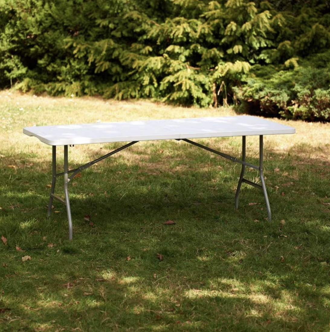 Пластмасова къмпинг маса 155x75x75 см, сгъваема, бяла