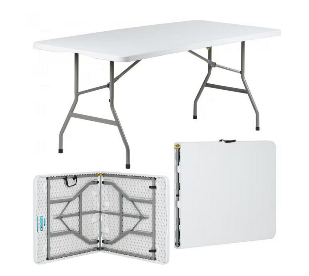 Пластмасова къмпинг маса 155x75x75 см, сгъваема, бяла