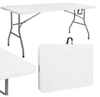 Пластмасова къмпинг маса 155x75x75 см, сгъваема, бяла