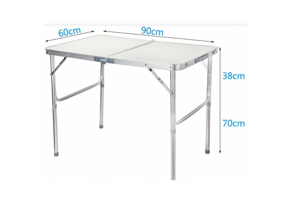 Сгъваема алуминиева къмпинг маса 90x60x72 см, бяла