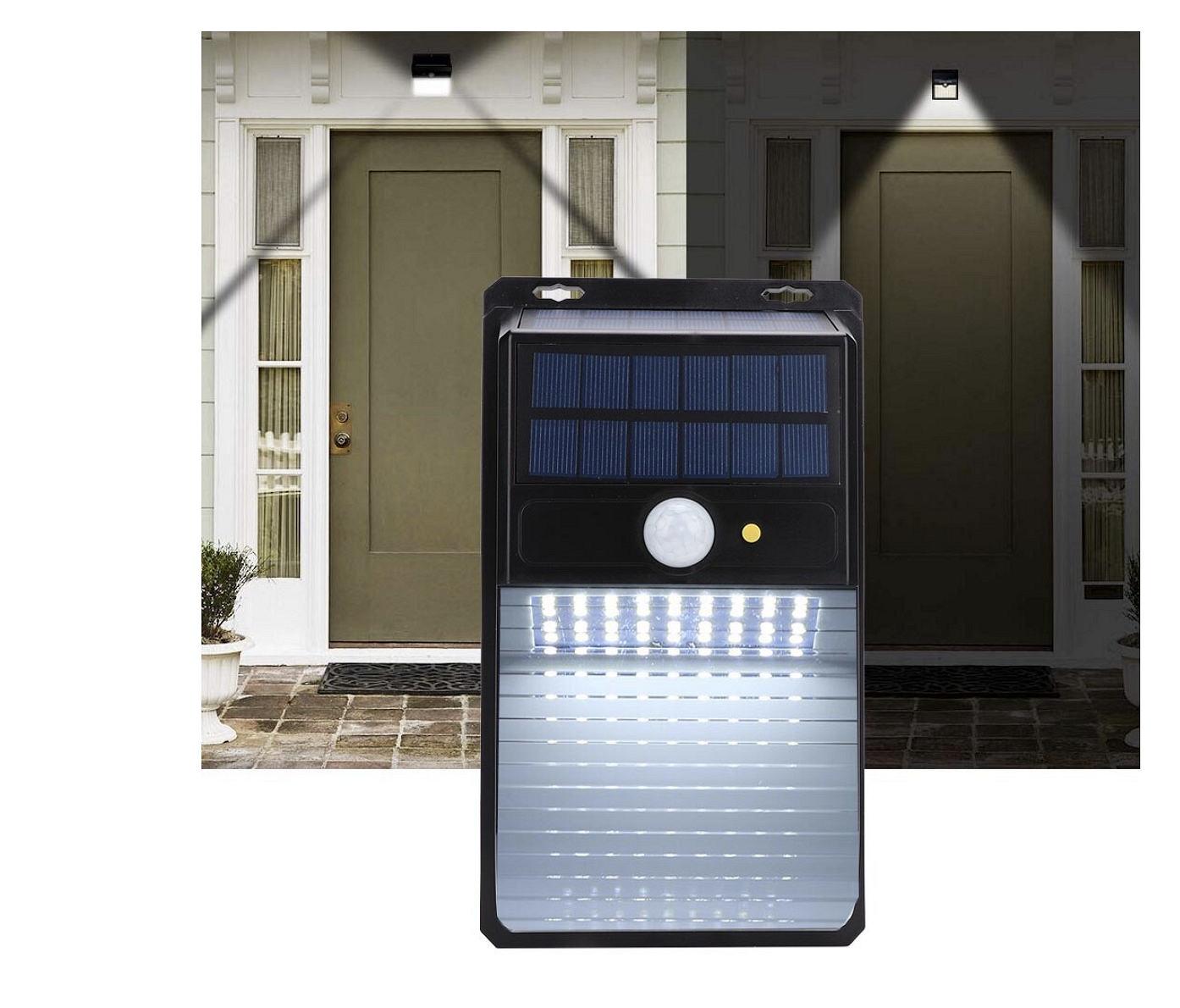 Соларна стенна лампа със сензор за движение, 36 LED – IP44